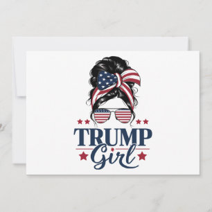Invitation Trump Girl Messy Bun Trump 2024 Election American