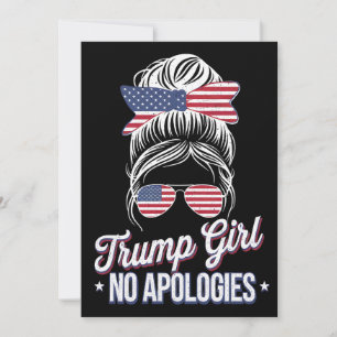 Invitation Trump Girl Pas d'excuses Messy Bun Retro Vintage