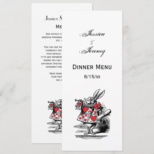 Invitation Trumpeter Alice de la Cour du lapin blanc au pays (Devant / Derrière)