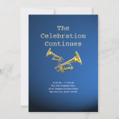 Invitation Trumpets Musique Blue Gold Bar Mitzvah (Dos)