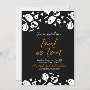 Invitation Trunk a Treat Halloween fantôme paillettes
