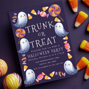 Invitation Trunk or Treat mignonne Ghosts Candy Halloween Par
