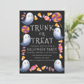 Invitation Trunk or Treat mignonne Ghosts Candy Halloween Par (Debout devant)