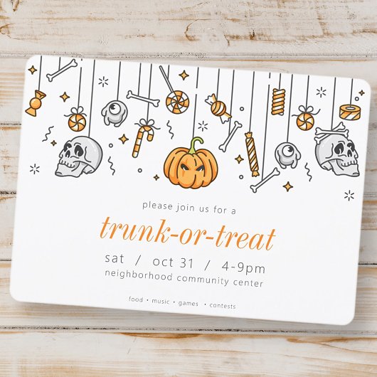 Invitation Trunk or Treat Modern Chic Halloween Party