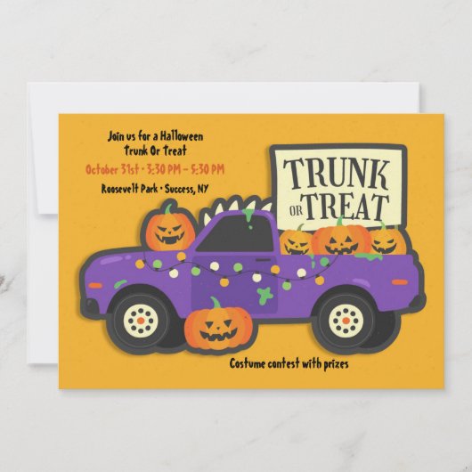 Invitation Trunk Ou Traiter Halloween (Devant)