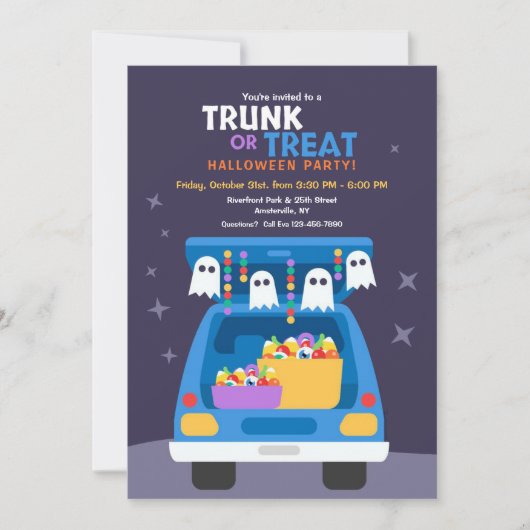 Invitation Trunk Ou Traiter La Partie Halloween (Devant)