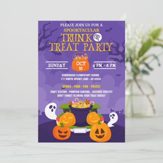 Invitation Trunk ou Treat Halloween (Debout devant)