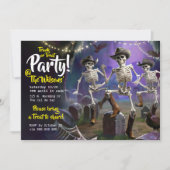 Invitation Trunk ou Treat Halloween Dance Party, Skeletons (Devant)