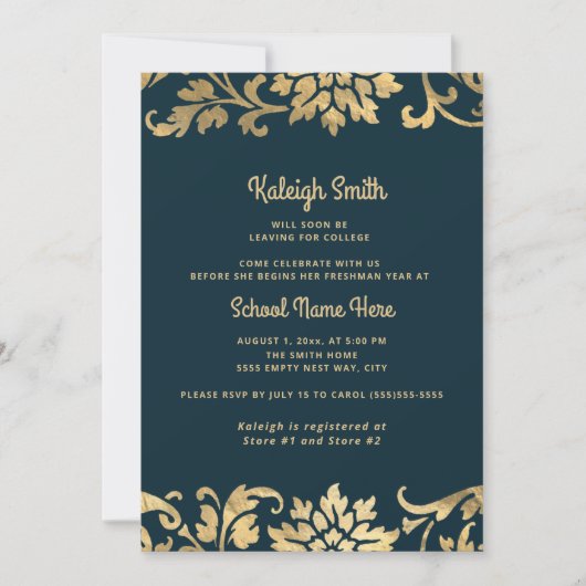 Invitation Trunk Party Marine Vintage Gold Graduation (Devant)