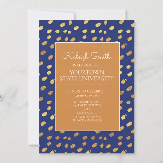 Invitation Trunk Party Modern Blue Gold (Devant)