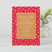 Invitation Trunk Party moderne or et rouge (Debout devant)