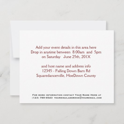 Invitation Tu es invité à un Hoedown ! Pays Partie (Dos)