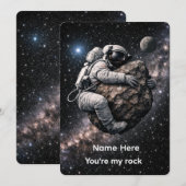 Invitation Tu es mon astronaute amusant de l'amour spatial (Devant / Derrière)