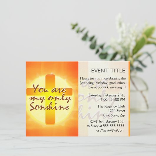 Invitation Tu es mon seul soleil avec la croix (Debout devant)