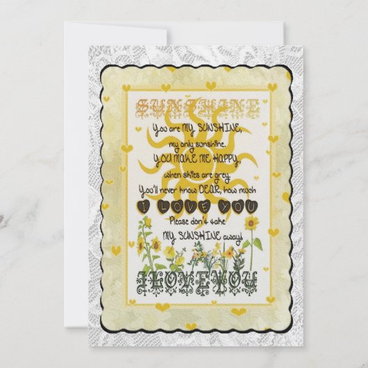 Invitation Tu es mon soleil. (Dos)