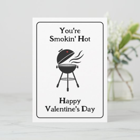 Invitation Tu fumes chaud ! Funny BBBQ Saint Valentin (Debout devant)
