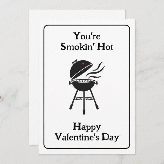 Invitation Tu fumes chaud ! Funny BBBQ Saint Valentin (Devant / Derrière)