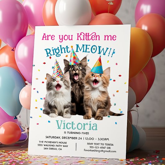Invitation Tu me fais un chaton pour la fête d'anniversaire M