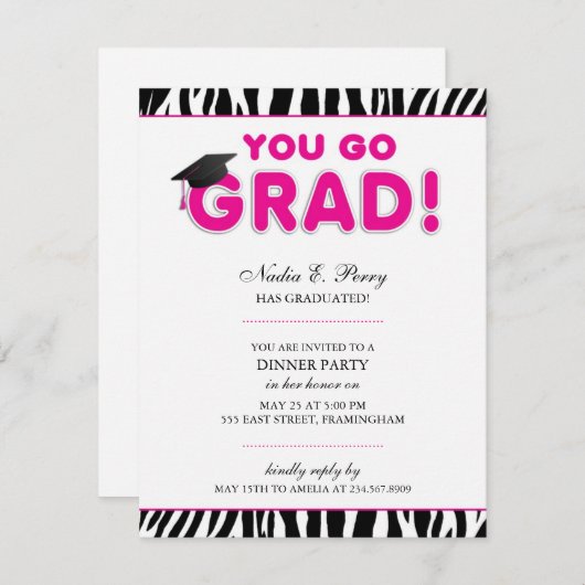 Invitation Tu vas à Grads Graduation (Devant / Derrière)