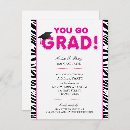 Invitation Tu vas à Grads Graduation (Devant / Derrière)