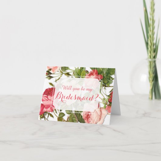 Invitation Tu veux You Be My Bridesmaid ? Vintage floral roma (Devant)