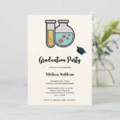 Invitation Tube à essai de chimie et graduation de fiole (Debout devant)