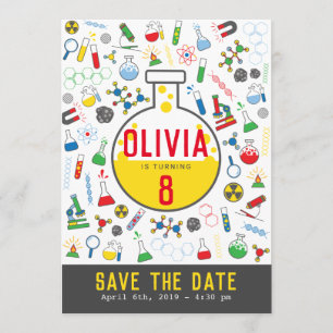 Invitation Tube à essai de science neutre en genre lumineux