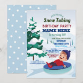 Invitation Tubes à neige Anniversaire Fête Pentes Neige Invit (Devant / Derrière)