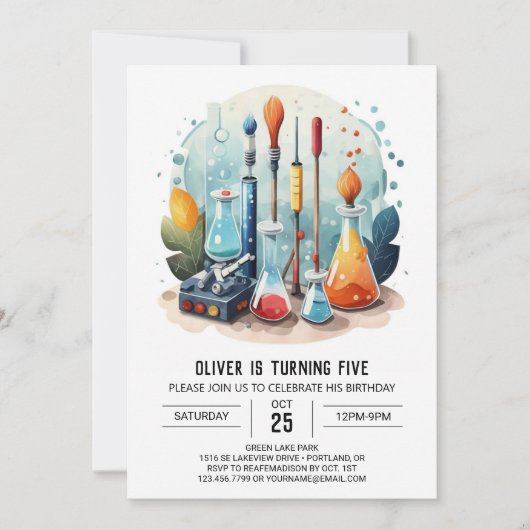 Invitation Tubes d'essai de potion lunaire scientifique Anniv (Devant)