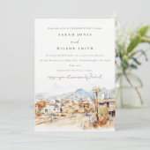 Invitation Tucson, Arizona Watercolor Landscape Engagement (Debout devant)
