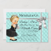 Invitation Tufred Blue Diamonds Pearls Princess 1er Anniversa (Devant)