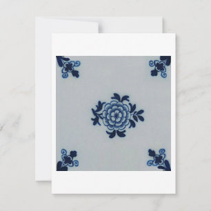 Invitation Tuile bleue ancienne classique de Delft - motif