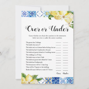 Invitation Tuiles Bleues Citrons Au-Dessus ou Au-Dessous Jeu