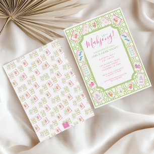 Invitation Tuiles de Mahjong aquarelle Party