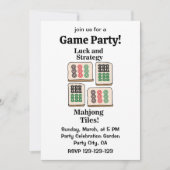 Invitation Tuiles de Mahjong Chance Stratégie Joueurs Fans (Devant)