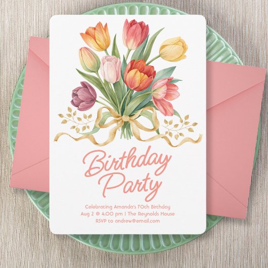 Invitation Tulip Bouquet Birthday Party