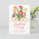 Invitation Tulip Bouquet Birthday Party (Debout devant)