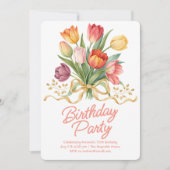 Invitation Tulip Bouquet Birthday Party (Devant)
