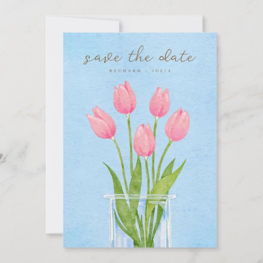 Invitation TULIP Save The Date / Fleurs aquarelles (Dos)