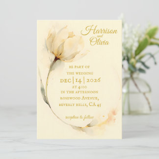 Invitation Tulipe aquarelle beige simple mariage fleur sauvag