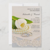 Invitation Tulipe blanche, Perles et anneaux (Devant)