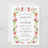 Invitation Tulipe de printemps romantique Floral rose & blanc (Devant)