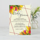 Invitation Tulipe en Bourgogne et Mariage Arrière - plan jaun (Debout devant)