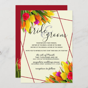 Invitation Tulipe en Bourgogne et Mariage Arrière - plan jaun
