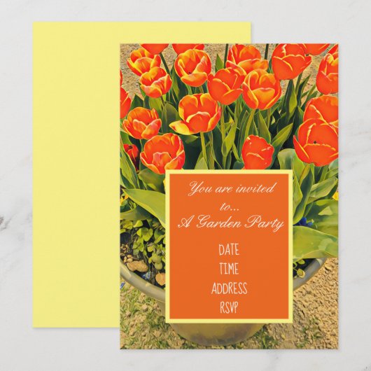 Invitation Tulipe fleur design moderne fête de jardin (Devant / Derrière)