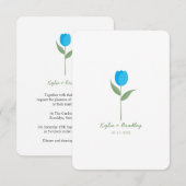 Invitation Tulipe minimaliste bleue (Devant / Derrière)