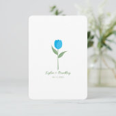 Invitation Tulipe minimaliste bleue (Debout devant)