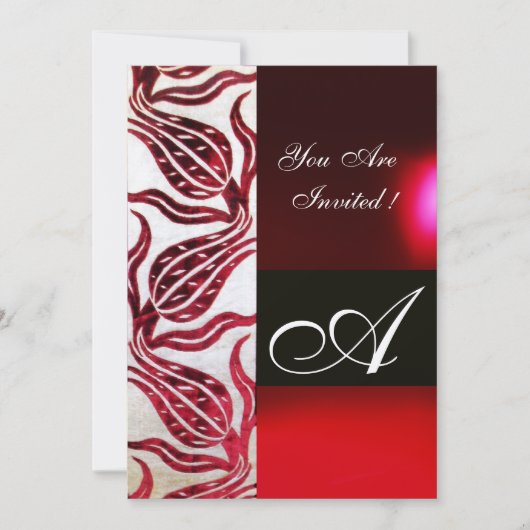 Invitation TULIPE MONOGRAMME VELVET ROUGE Bordeaux Champagne (Devant)