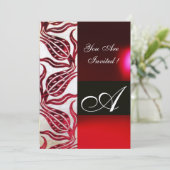 Invitation TULIPE MONOGRAMME VELVET ROUGE Bordeaux Champagne (Debout devant)