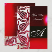 Invitation TULIPE MONOGRAMME VELVET ROUGE Bordeaux Champagne (Devant / Derrière)